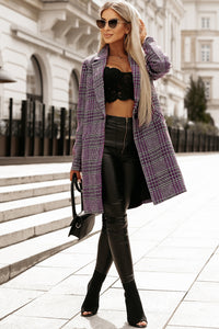 Pink Plaid Lapel Collar One Button Midi Coat | Outerwear/Coats