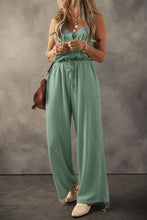 Load image into Gallery viewer, Textured Drawstring Jumpsuit | Moss Green Knotted Straps Button
