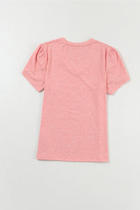 Rose Tan Fashion Petal Sleeve V Neck T Shirt | Tops/Tops & Tees