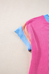 T Shirt Dress | Rose Color-Block Edge Patched Pocket