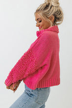 Load image into Gallery viewer, Pink Ribbed Turtleneck Fuzzy Sleeve Knit Sweater | Tops/Sweaters &amp; Cardigans
