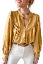 Load image into Gallery viewer, Puff Sleeve Top | Yellow Pleated Loose Shirt
