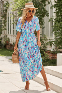 Green Wrap V Neck Floral Maxi Dress | Dresses/Floral Dresses