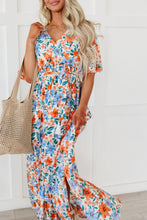 Load image into Gallery viewer, Sky Blue Floral Print Wrap Belted Maxi Dress | Dresses/Maxi Dresses
