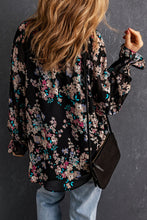 Load image into Gallery viewer, Black Wildflower Print Chiffon Blouse | Tops/Blouses &amp; Shirts
