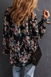 Black Wildflower Print Chiffon Blouse | Tops/Blouses & Shirts