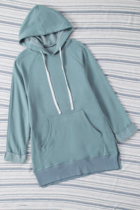 Blue Kangaroo Pocket Oversized Hoodie with Slits | Tops/Sweatshirts & Hoodies