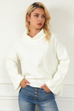 Load image into Gallery viewer, White Expose Seam Turtle Neck Side Slit Oversized Sweater | Tops/Sweaters &amp; Cardigans
