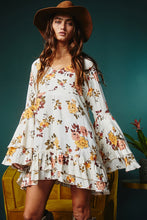 Load image into Gallery viewer, White Printed Floral Print Layered Sleeve Mini Dress | Dresses/Floral Dresses
