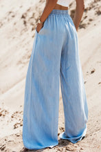 Load image into Gallery viewer, Drawstring Wide Leg Blue Jeans with Pockets
