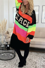 Load image into Gallery viewer, Color Block V-Neck Long Sleeve Sweater Dress
