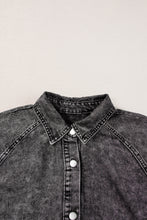 Load image into Gallery viewer, Denim Dress | Medium Grey Mineral Wash Ruffled Short Sleeve
