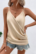 Load image into Gallery viewer, Satin Cami Top | Apricot Wrap V Neck Ruched Blouse
