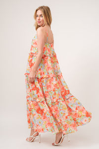 Cami Dress | Floral Ruffled Tiered Maxi Adjustable Strap