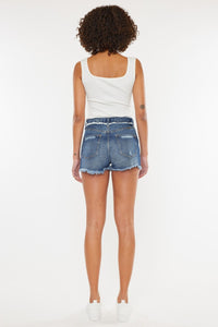 Kancan Distressed Button Fly Denim Shorts | Blue Jeans