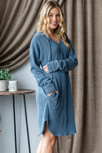 Load image into Gallery viewer, Hooded Dress | Ribbed Long Sleeve Dress
