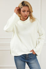 Load image into Gallery viewer, White Expose Seam Turtle Neck Side Slit Oversized Sweater | Tops/Sweaters &amp; Cardigans
