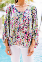 Load image into Gallery viewer, Green Floral Print Puffy Sleeve Loose Blouse | Tops/Blouses &amp; Shirts
