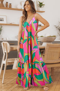 Multicolor Boho Geometric Print Sleeveless Maxi Dress | Dresses/Maxi Dresses