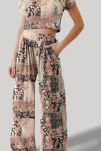 Load image into Gallery viewer, Printed Round Neck Short Sleeve Top and Pants Set
