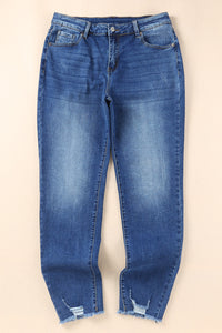 Blue Raw Hem Ankle-length Skinny Jeans | Bottoms/Jeans