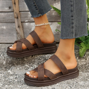 Crisscross PU Leather Flat Sandals | sandals