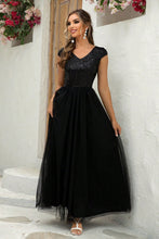 Load image into Gallery viewer, Formal Gown | Sequin V-Neck Mesh Maxi Dress
