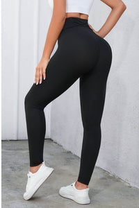 Black Criss Cross Tummy Control High Waist Leggings | Bottoms/Leggings