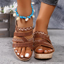 Load image into Gallery viewer, Wedge Sandals | PU Leather Crisscross
