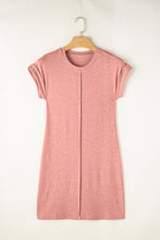 Load image into Gallery viewer, T-Shirt Dress | Rose Pink Center Seam Rolled Cuffs

