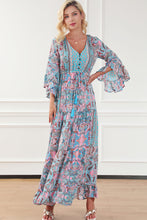 Load image into Gallery viewer, Paisley Printed Ruffle Trim Elegant Maxi Dress | Dresses/Maxi Dresses
