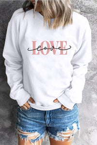 LOVE Graphics Sweatshirt | Round Neck Dropped Shoulder Top