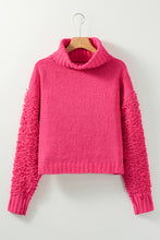 Load image into Gallery viewer, Pink Ribbed Turtleneck Fuzzy Sleeve Knit Sweater | Tops/Sweaters &amp; Cardigans
