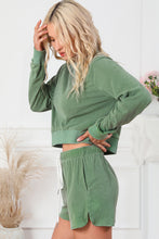 Load image into Gallery viewer, Shorts Set | Green Fleece Two-piece Cropped Pullover Shorts
