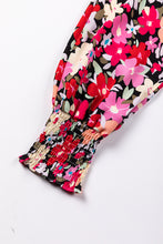 Load image into Gallery viewer, Rose Printed Frilled Neck Shirred Bracelet Sleeve Floral Blouse | Tops/Blouses &amp; Shirts
