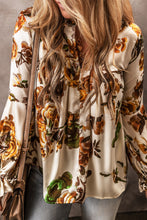 Load image into Gallery viewer, Floral Blouse | Apricot Split Neck Flounce Sleeve Top
