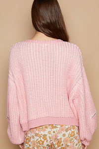 Heart Patch Zipper Point Sleeve Sweater