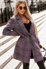 Load image into Gallery viewer, Pink Plaid Lapel Collar One Button Midi Coat | Outerwear/Coats
