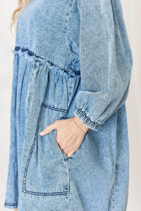 Denim Babydoll Dress | Oversized Mini Dress