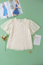 Load image into Gallery viewer, Butterfly Sleeve Blouse | Beige Elegant Jacquard Top
