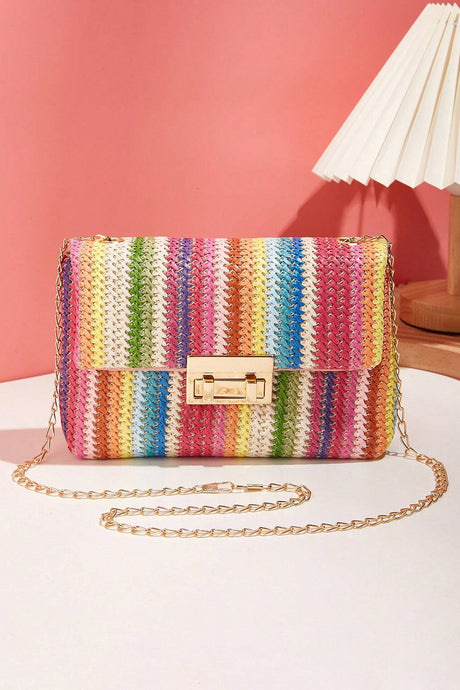 Multicolour Bohemian Woven Gold Chain Shoulder Bag | Shoes & Bags/Shoulder Bags