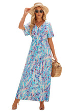 Load image into Gallery viewer, Green Wrap V Neck Floral Maxi Dress | Dresses/Floral Dresses
