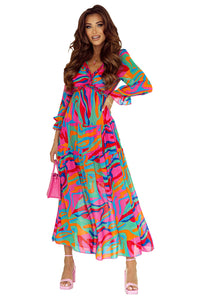 Multicolor Wild Lotus Ruffle Tiered Maxi Dress | Dresses/Maxi Dresses