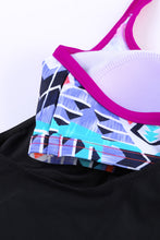 Load image into Gallery viewer, Black Geometric Printed Lined Tankini Swimsuit | Swimwear/Tankinis
