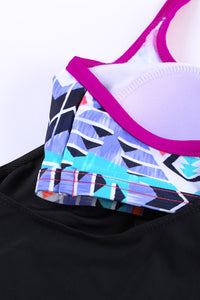 Black Geometric Printed Lined Tankini Swimsuit | Swimwear/Tankinis