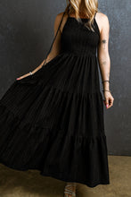 Load image into Gallery viewer, Maxi Dress | Black Spaghetti Straps Smocked Pleated Dress
