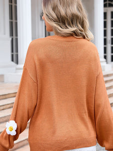 Flower Style Sweater | Round Neck Long Sleeves