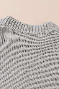 Light Grey Chunky Knit Turtle Neck Drop Shoulder Sweater | Tops/Sweaters & Cardigans