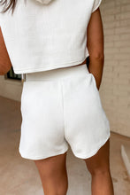 Load image into Gallery viewer, Hoodie Shorts Set | White Textured Cropped Activewear
