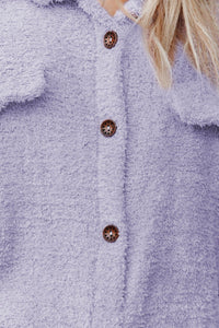 Shirt Jacket | Purple Plush Button Down Pocket